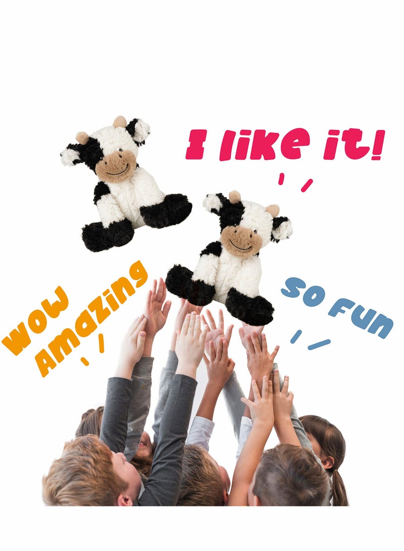 Plush Cow Toy Floppy Dairy Cattle Soft Stuffed Animal Cute Birthday for Boys Girls Kids Toddlers, 9''