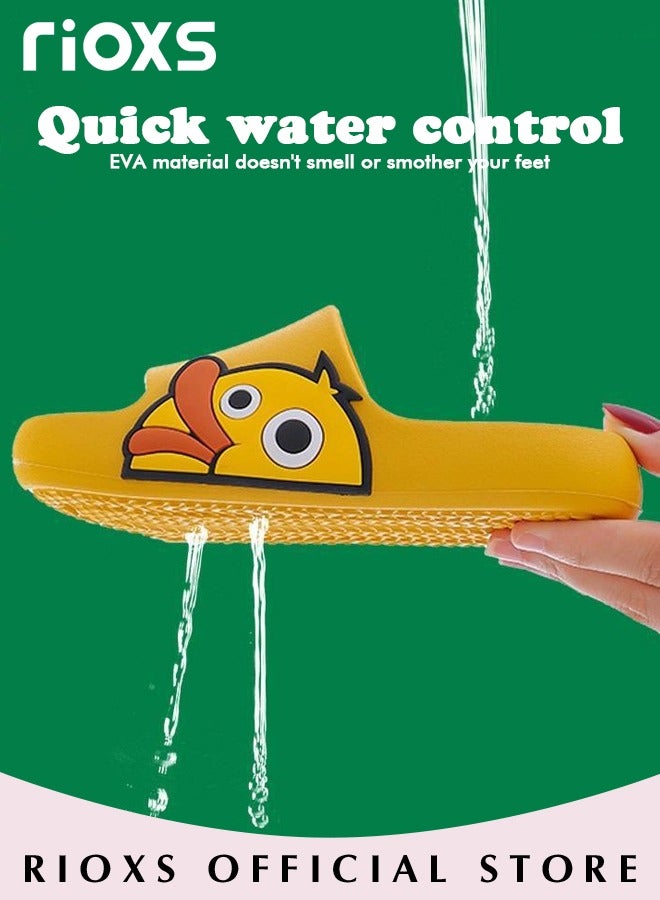 Kids Cloud Slippers with Duck Patterns, Lightweight Soft Sole Open Toe Slide Sandals for Boys and Girls, Anti-Slip Quick Dry Pool Beach Slides, Comfortable Cartoon Slip-on Shower Slippers Bedroom Shoes, Summer Indoor Outdoor Shoes for Beach, Pool, Bathroom or on Hot Days, Perfect Gift for Childre, Yellow