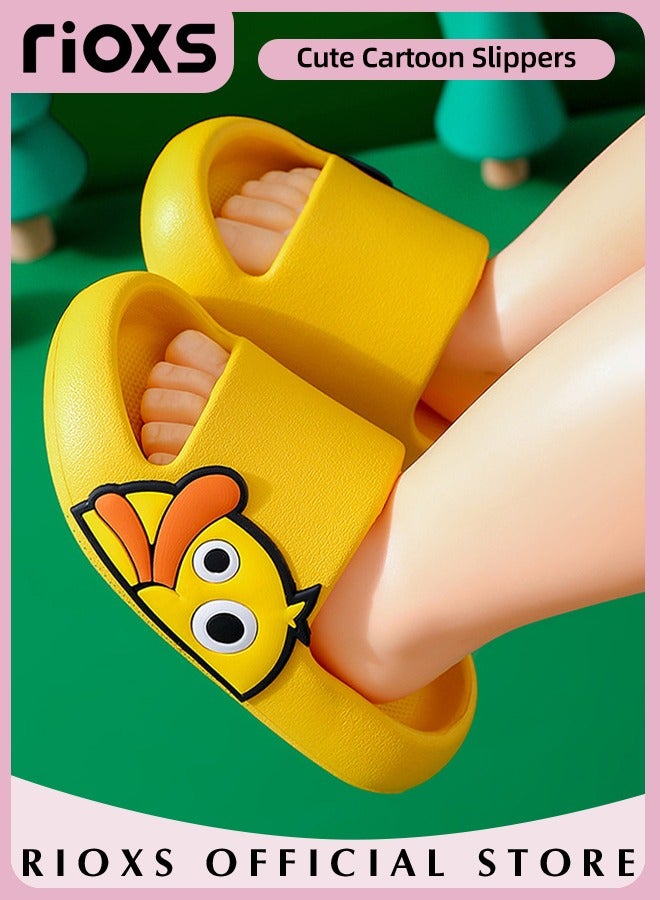 Kids Cloud Slippers with Duck Patterns, Lightweight Soft Sole Open Toe Slide Sandals for Boys and Girls, Anti-Slip Quick Dry Pool Beach Slides, Comfortable Cartoon Slip-on Shower Slippers Bedroom Shoes, Summer Indoor Outdoor Shoes for Beach, Pool, Bathroom or on Hot Days, Perfect Gift for Childre, Yellow