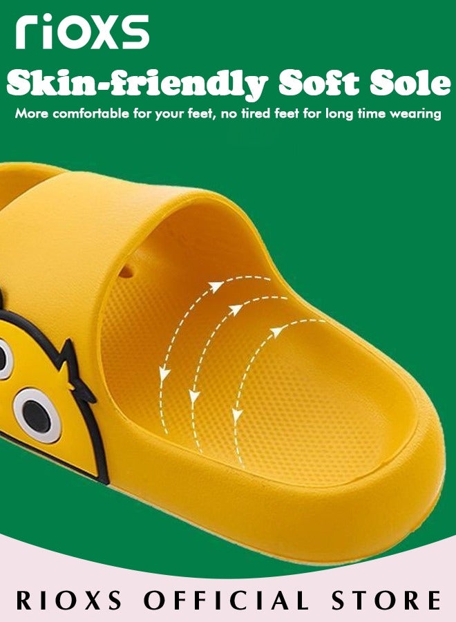 Kids Cloud Slippers with Duck Patterns, Lightweight Soft Sole Open Toe Slide Sandals for Boys and Girls, Anti-Slip Quick Dry Pool Beach Slides, Comfortable Cartoon Slip-on Shower Slippers Bedroom Shoes, Summer Indoor Outdoor Shoes for Beach, Pool, Bathroom or on Hot Days, Perfect Gift for Childre, Yellow