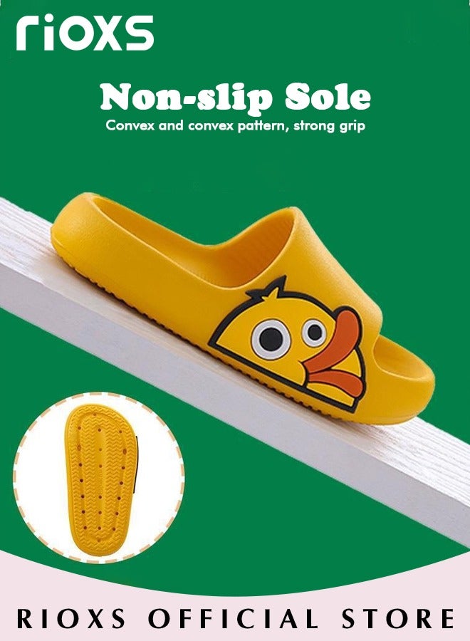 Kids Cloud Slippers with Duck Patterns, Lightweight Soft Sole Open Toe Slide Sandals for Boys and Girls, Anti-Slip Quick Dry Pool Beach Slides, Comfortable Cartoon Slip-on Shower Slippers Bedroom Shoes, Summer Indoor Outdoor Shoes for Beach, Pool, Bathroom or on Hot Days, Perfect Gift for Childre, Yellow