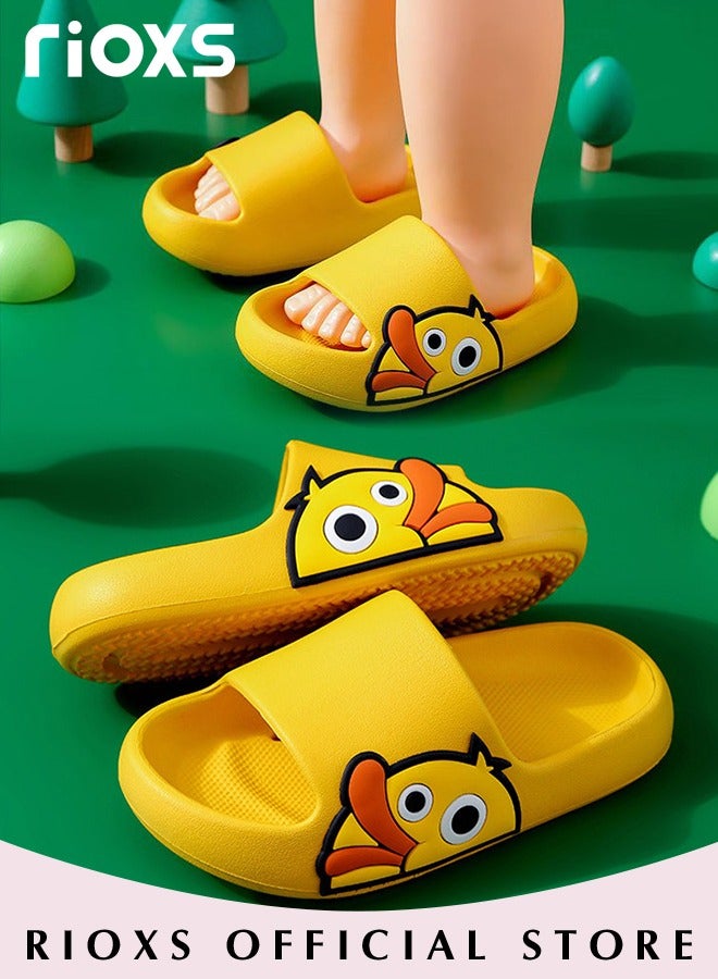 Kids Cloud Slippers with Duck Patterns, Lightweight Soft Sole Open Toe Slide Sandals for Boys and Girls, Anti-Slip Quick Dry Pool Beach Slides, Comfortable Cartoon Slip-on Shower Slippers Bedroom Shoes, Summer Indoor Outdoor Shoes for Beach, Pool, Bathroom or on Hot Days, Perfect Gift for Childre, Yellow