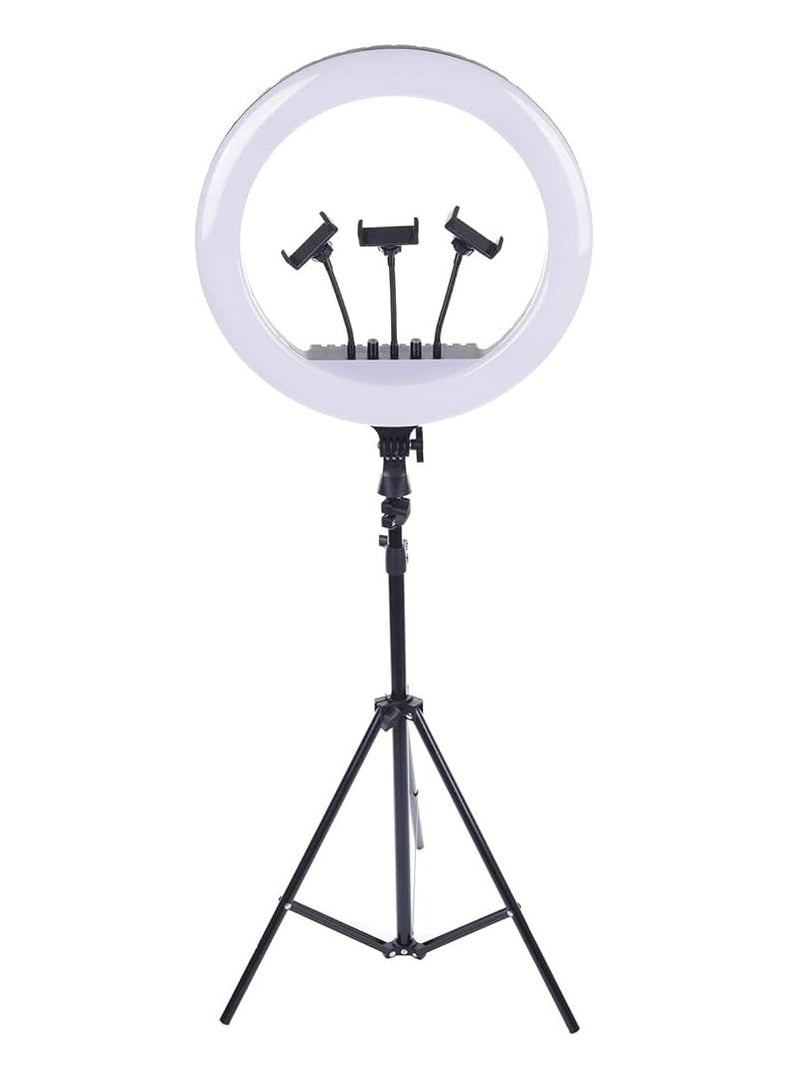 RL-18 LED Ring Light 18 Inch Soft Ring Light for Smartphones Camera YouTube TikTok Videos with Tripod & 3 phone Holders