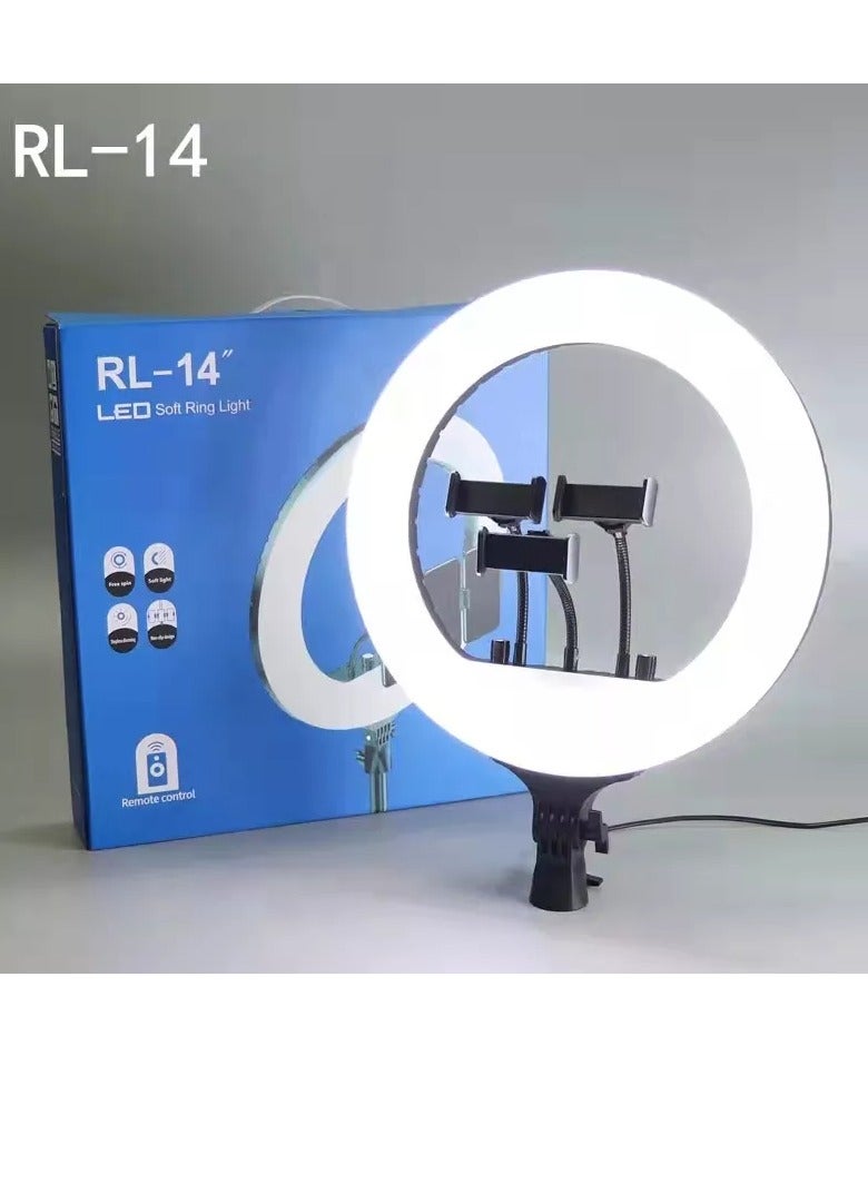 RL-14 LED Ring Light 14 Inch Soft Ring Light for Smartphones Camera YouTube TikTok Videos with Tripod & 3 phone Holders