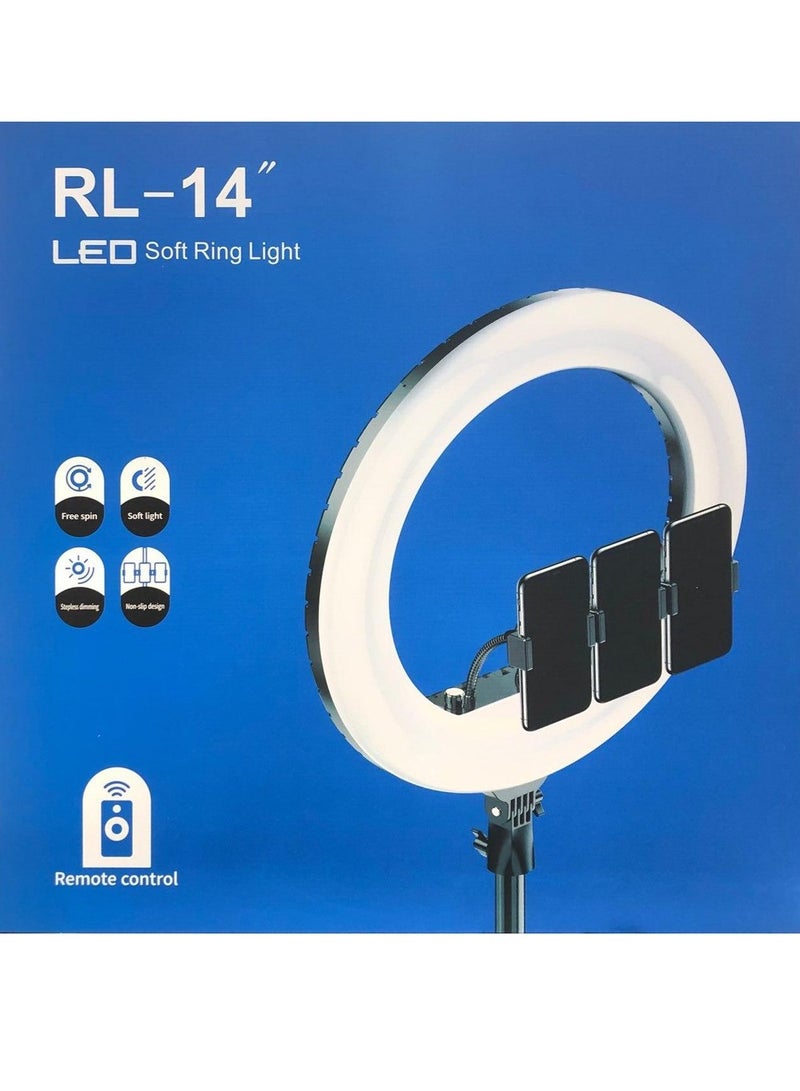 RL-14 LED Ring Light 14 Inch Soft Ring Light for Smartphones Camera YouTube TikTok Videos with Tripod & 3 phone Holders