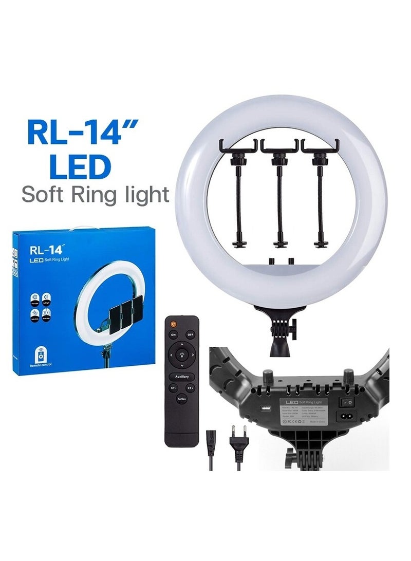 RL-14 LED Ring Light 14 Inch Soft Ring Light for Smartphones Camera YouTube TikTok Videos with Tripod & 3 phone Holders