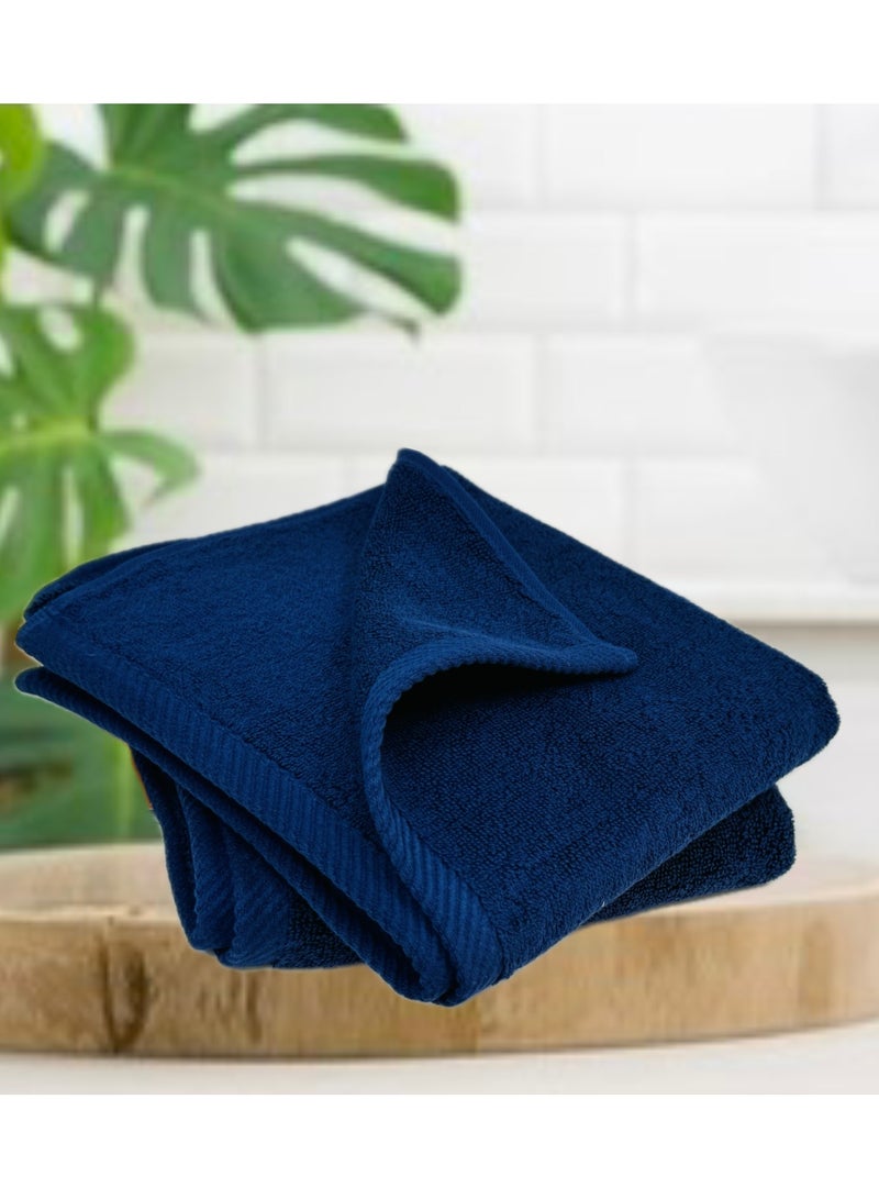 Premium Hotel Quality 100% Cotton Hand Towels Multipurpose Use Towels with High Absorbency- Size 50*90 cm- 6 pieces (Navy Blue)