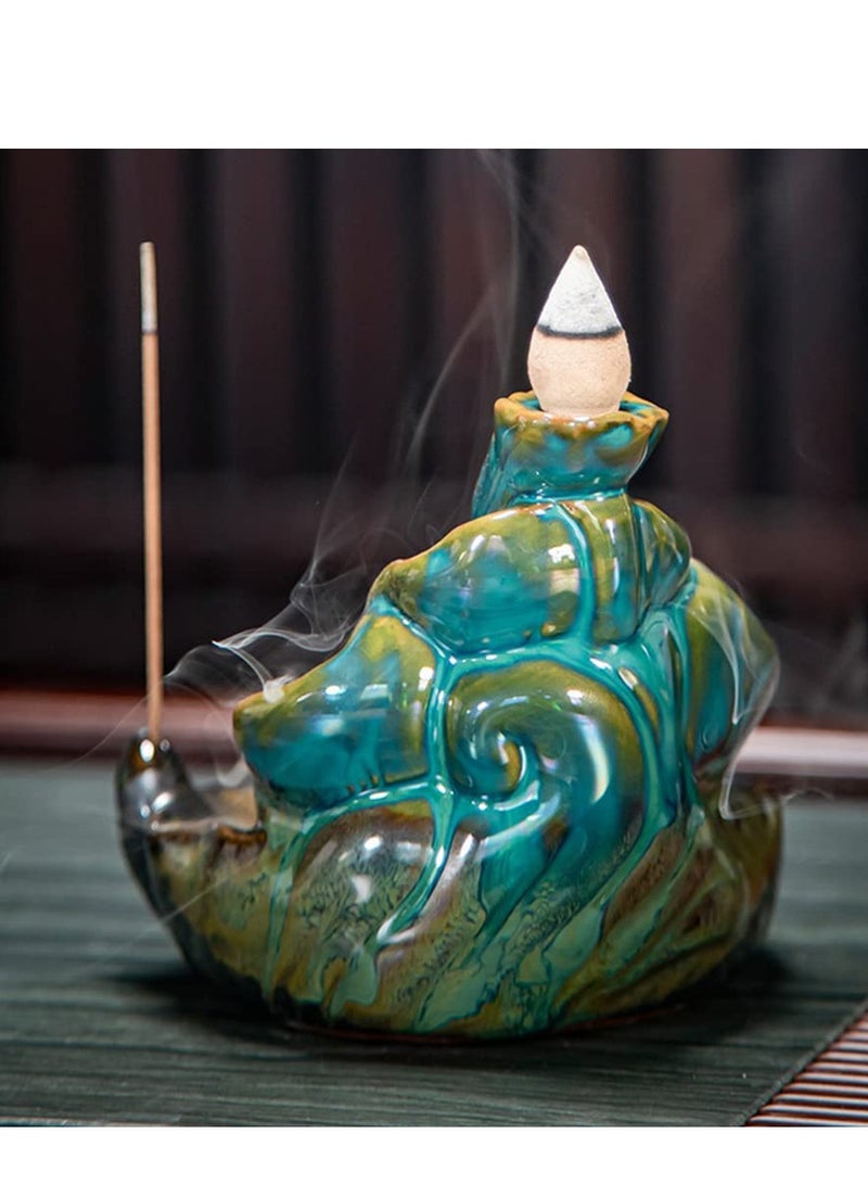 Incense Burner, Waterfall Incense Burner, Ceramic Backflow Lotus Incense Holder, Home Decor Aromatherapy Ornament for Desk, Unique Gifts for Women Men