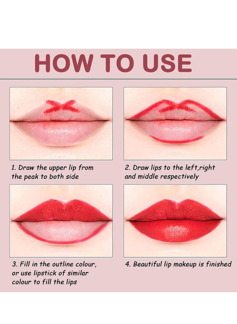 Lip Liner and Lipstick Set, Matte Liquid Lipstick and Lip Liner Pens Set, Up to 12 Hour Wear, Non-Stick Cup Lip Gloss & Lip Line Pencil Set For Women (Bean Paste Color)