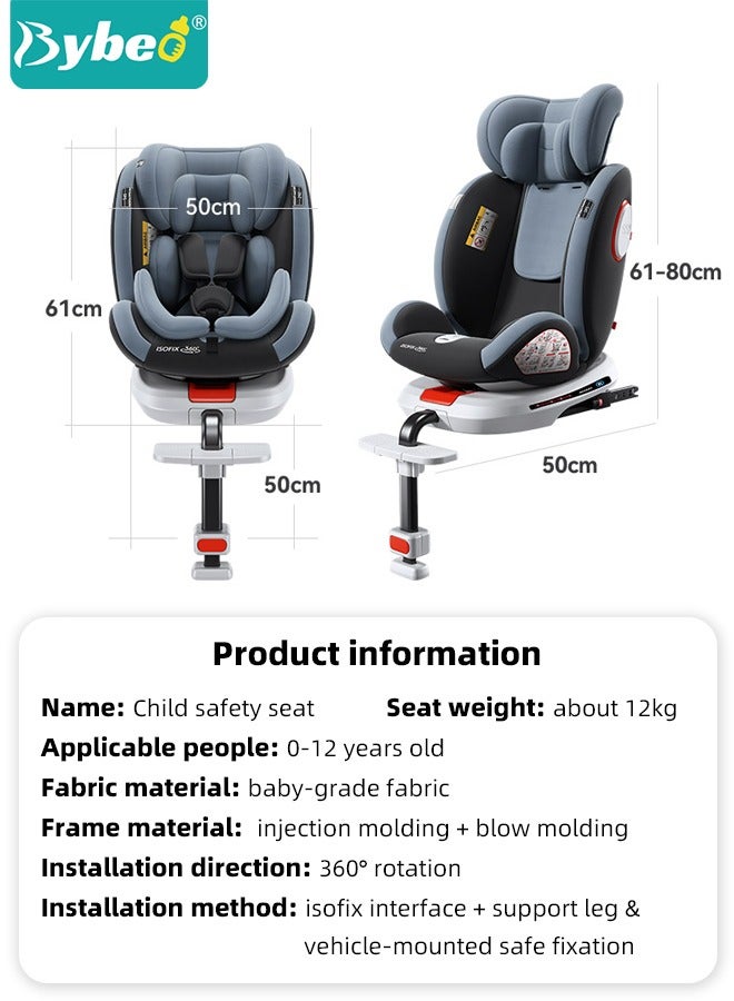 ﻿Baby Safety Car Seat for Infant/Kids with ISOfix Interface and Load Leg, Convertible Toodler Car Seat with 5-Point Safety Harness and 10 Level Adjustable Headrest, Rearward/Forward Facing, Up to 36kg