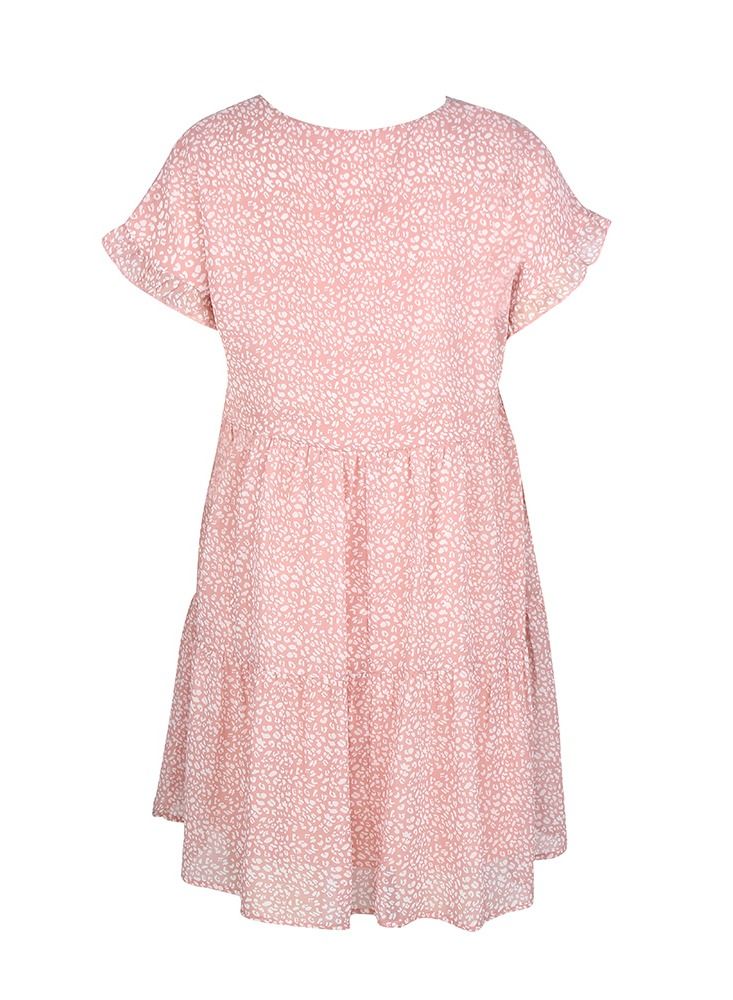 Loose Print New Dress Flowing A - Line Skirt Pink