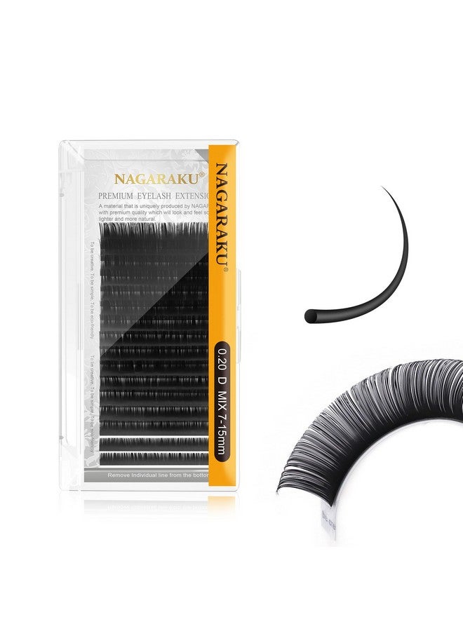 Eyelash Extensions Individual Lashes 0.20Mm D Curl 715Mm Mix Tray Classic Matte Black Natural Faux Mink 16 Rows