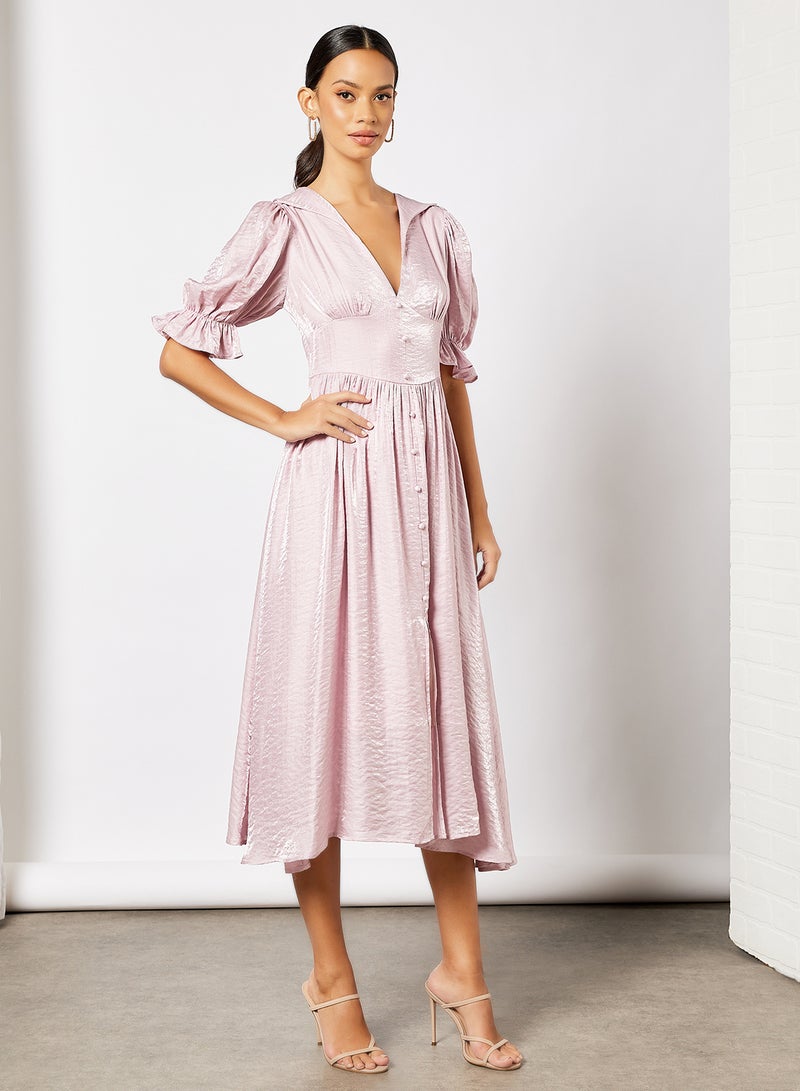 Patsy Collar Midi Dress Pink