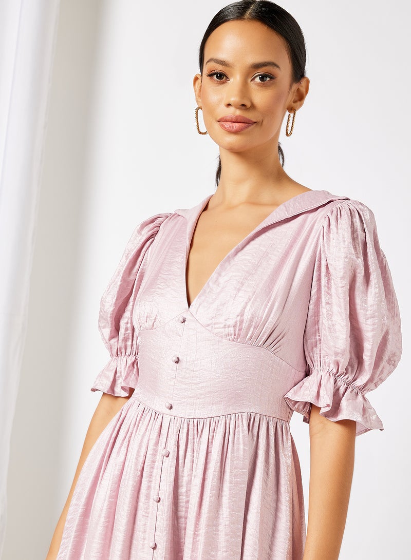 Patsy Collar Midi Dress Pink