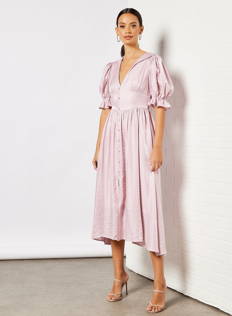 Patsy Collar Midi Dress Pink