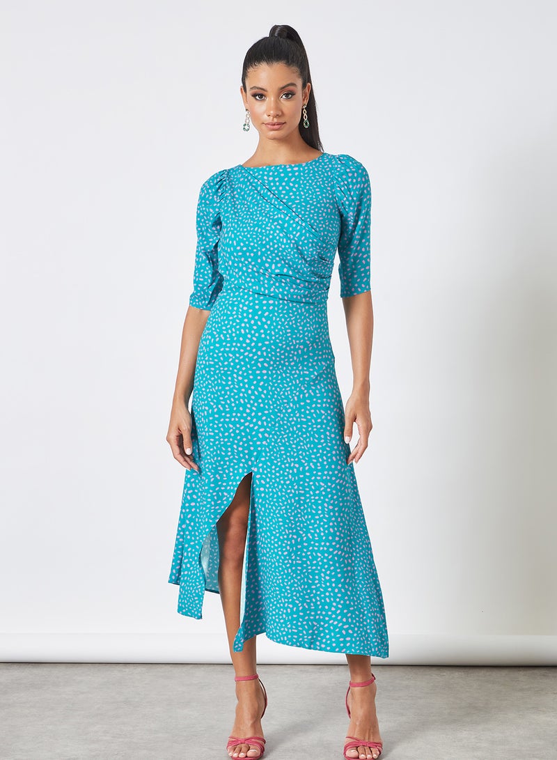 Asymmetrical A-Line Dress Turquoise