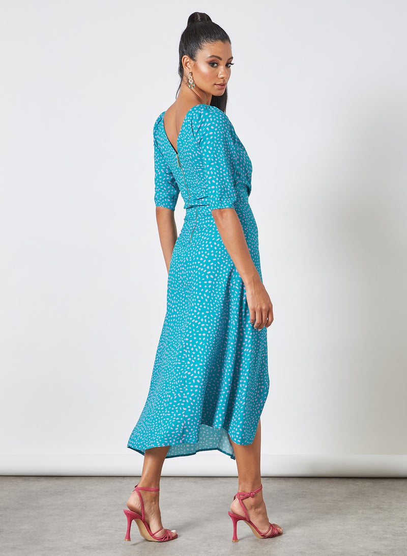 Asymmetrical A-Line Dress Turquoise