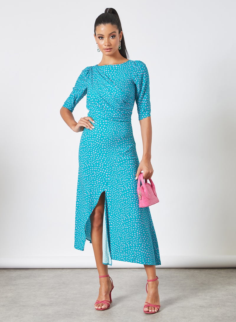 Asymmetrical A-Line Dress Turquoise