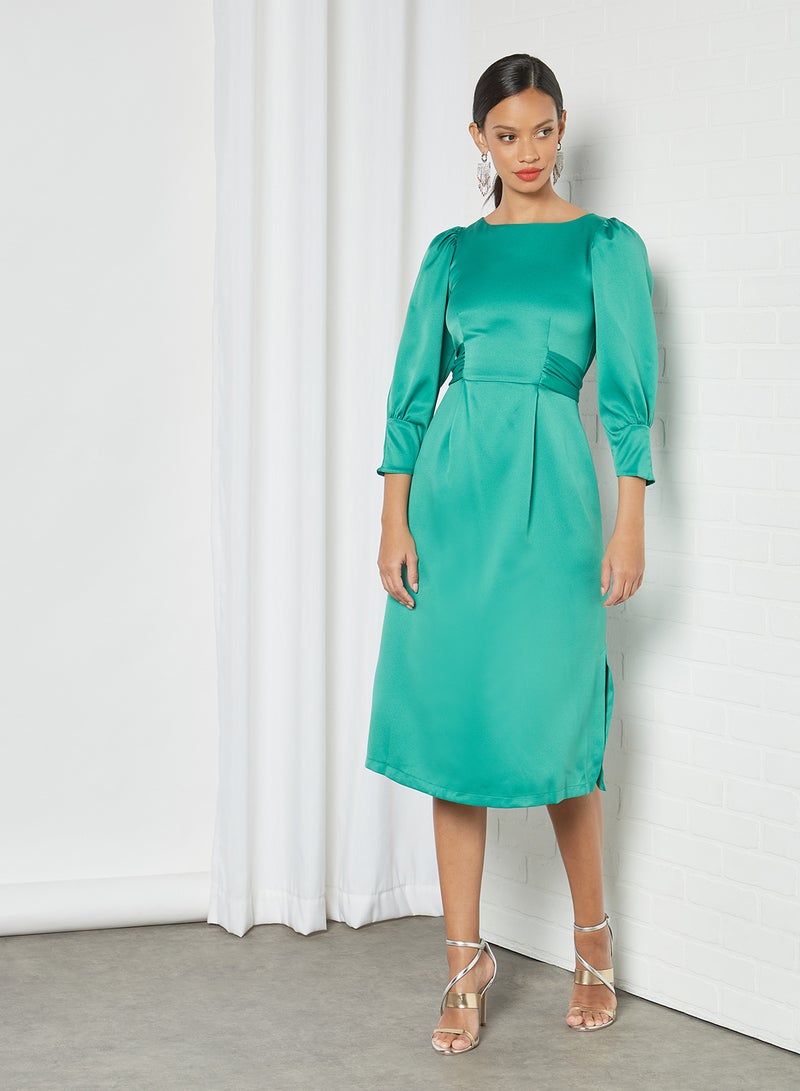 Puff Sleeve Dress Green