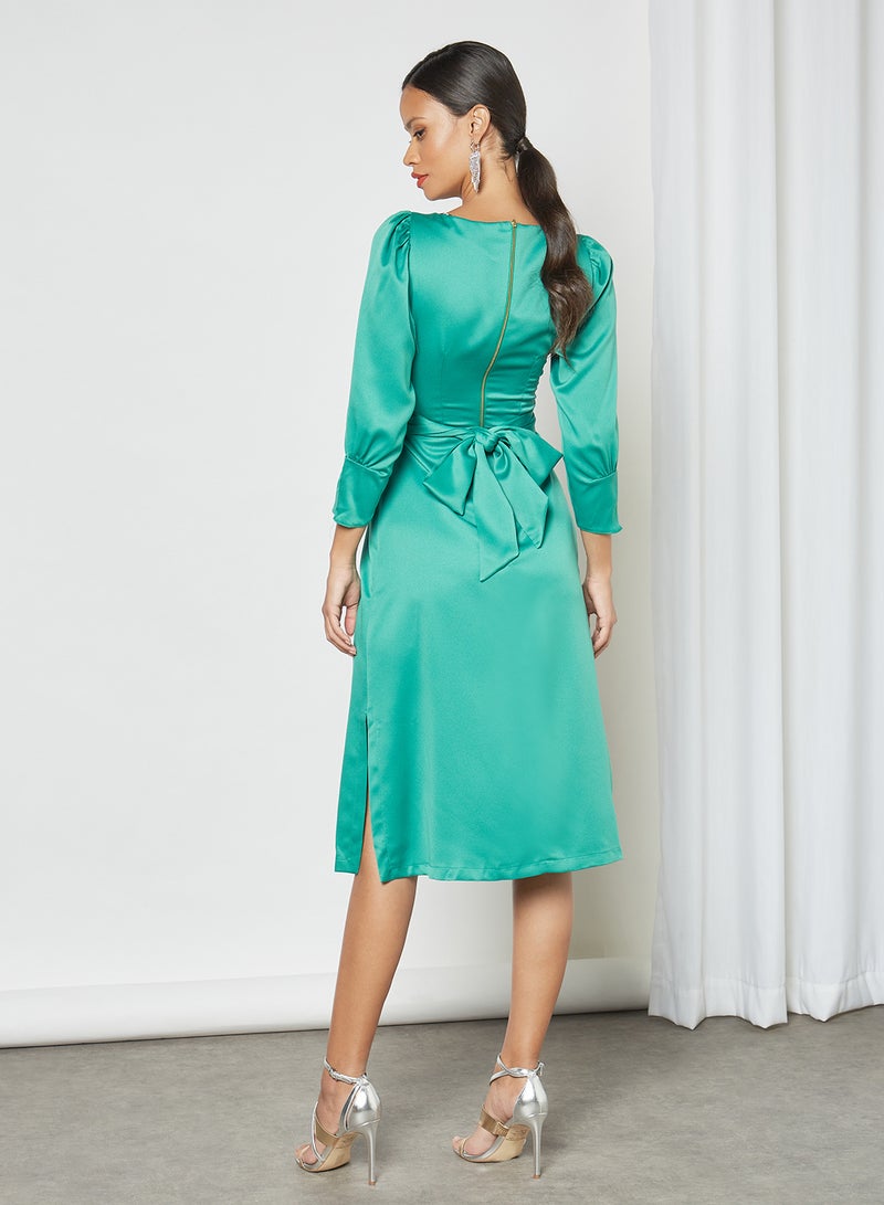 Puff Sleeve Dress Green