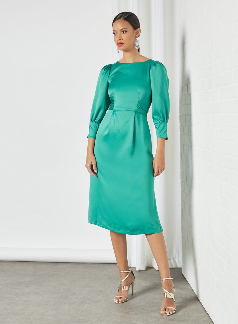 Puff Sleeve Dress Green