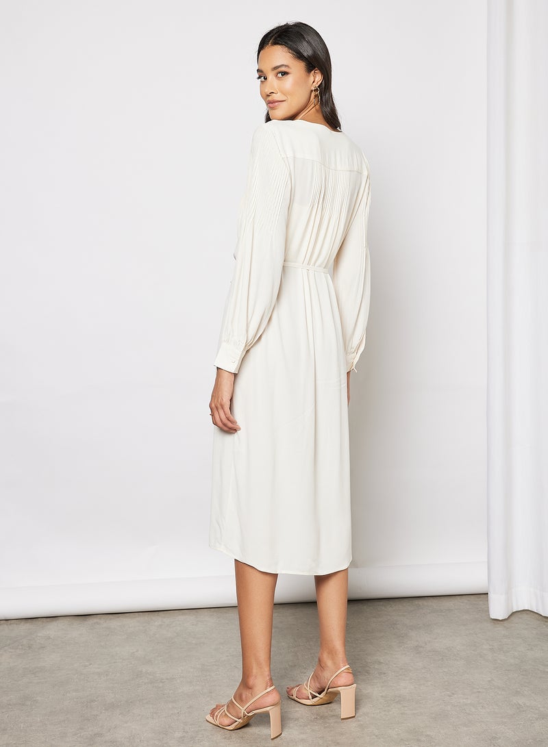 Hevira Long Sleeve Midi Dress Eggnog