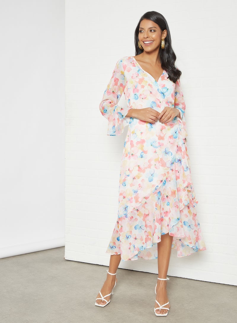 Floral Print Wrap Dress Multicolour