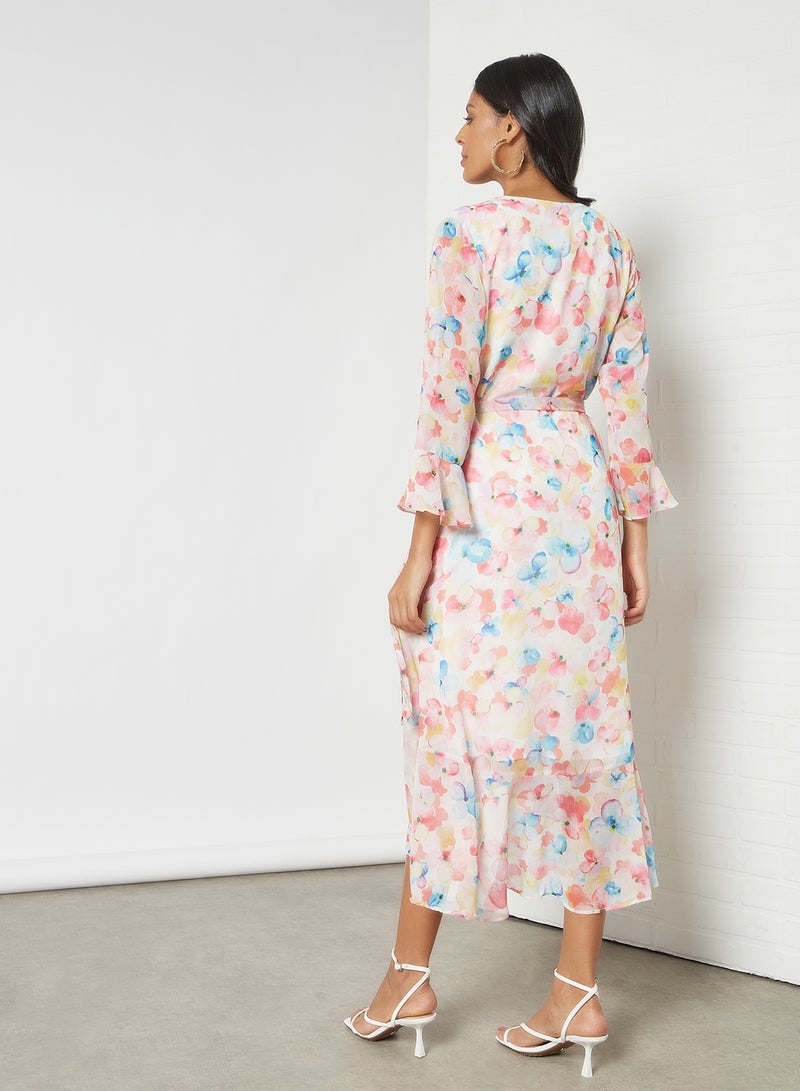 Floral Print Wrap Dress Multicolour