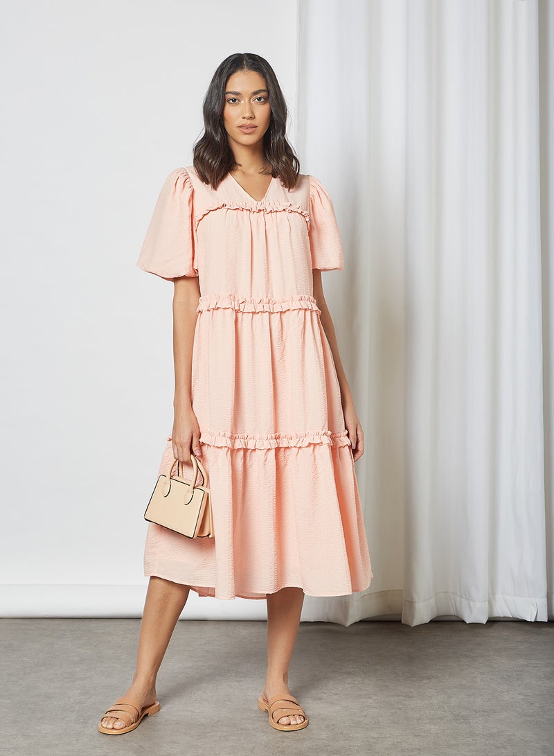 Abel Ruffled Dress Apricot Cream