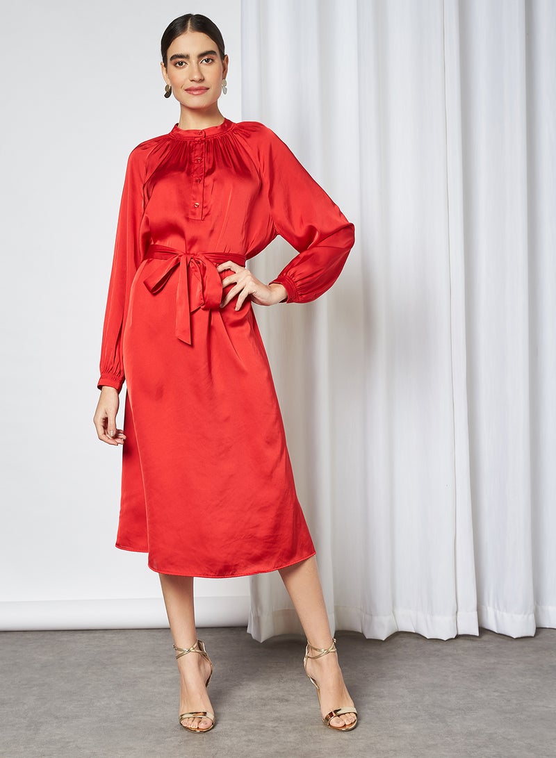 Belted Dress True Red