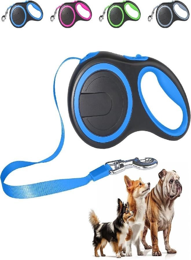 Quick Release Lead Automatic Retractable Pet Dog Leash - Lock Polyester Tape Dog Chain - 360° Tangle-Free, Anti-Slip Dog Rope, Pet Accessories- Medium (Blue)