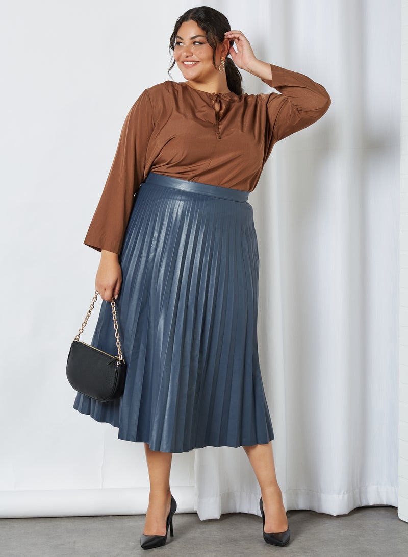 Plus Size Plisa Skirt Blue