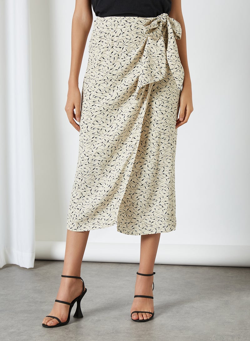 Floral Print Wrap Skirt Sand