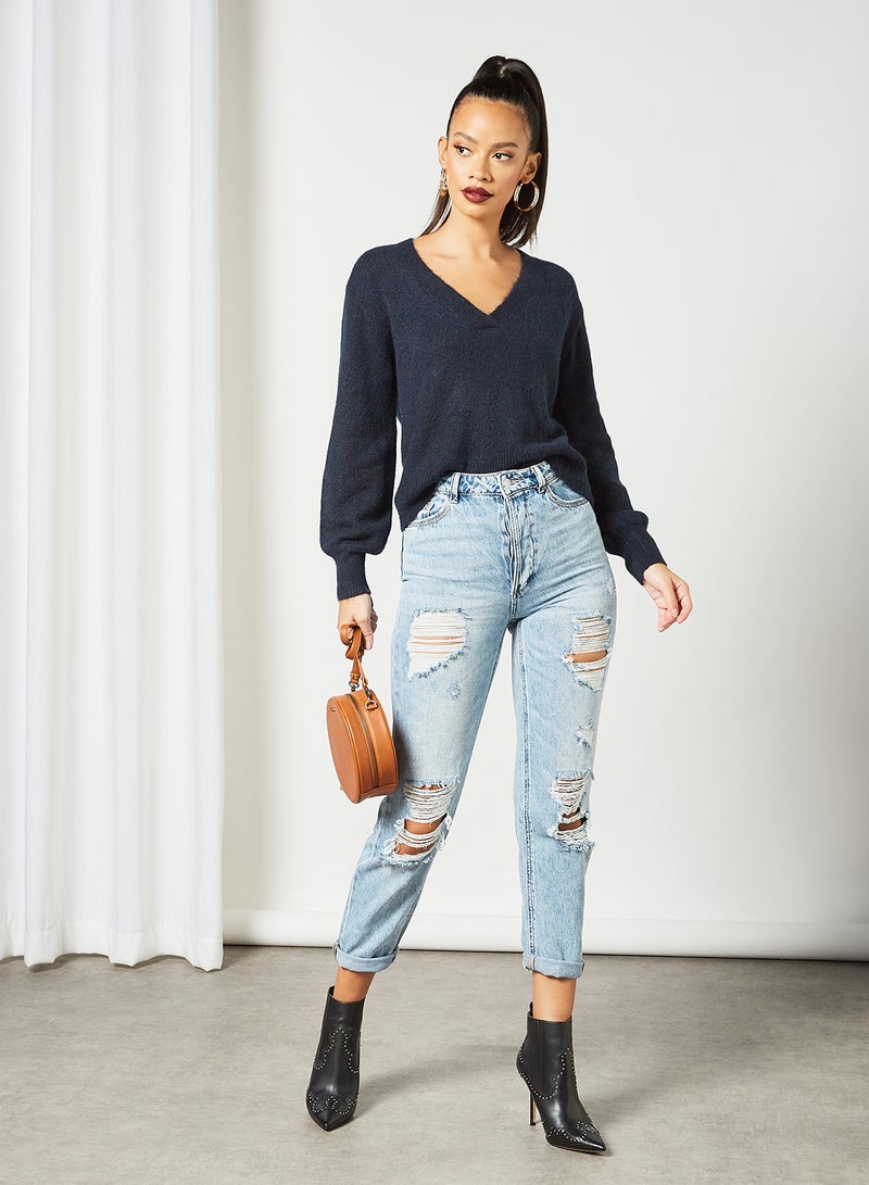 V Neck Sweater Navy