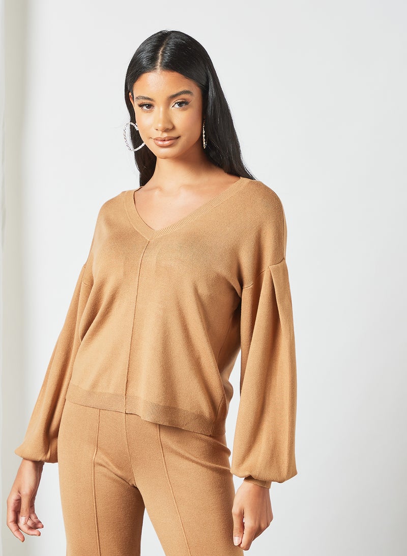 Long Sleeve Sweater Light Brown