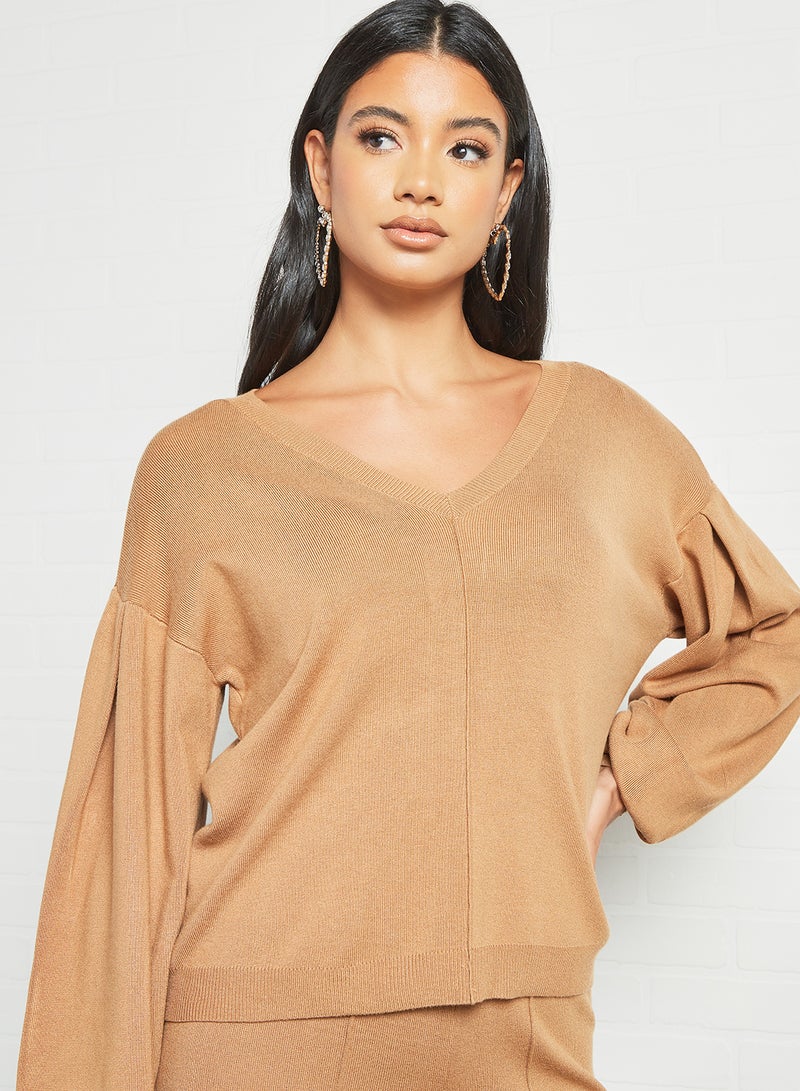 Long Sleeve Sweater Light Brown