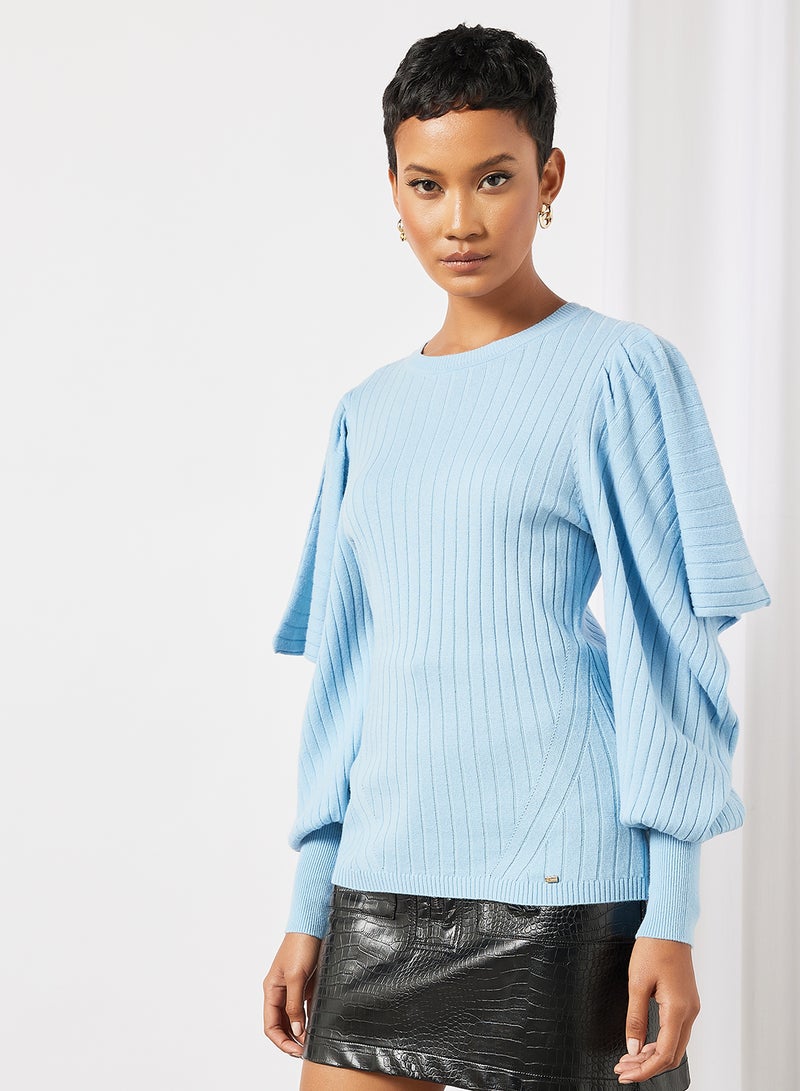 Draped Sleeve Sweater Light Blue