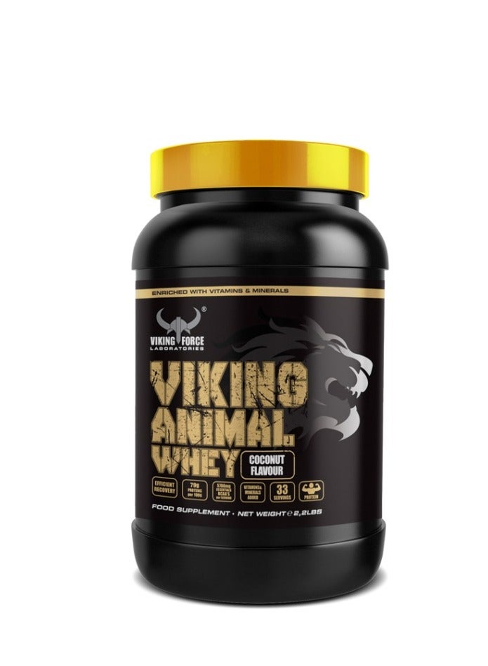 Viking Animal Whey - Coconut Flavour Whey Protein for efficient recovery, 2.2 lbs, 33 servings