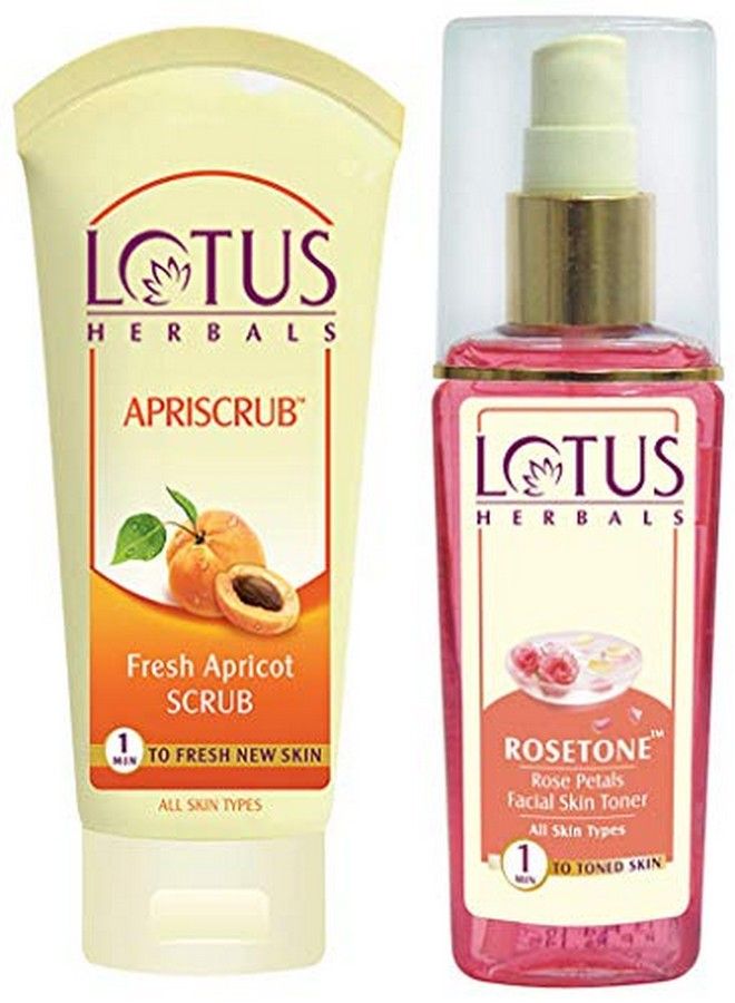 Apriscrub Fresh Apricot Scrub 100G & Rosetone Rose Petals Facial Skin Toner 100Ml