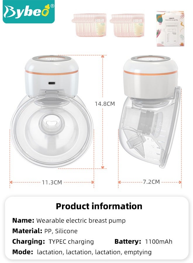 Double Electric Breastmilk Pump with 30-Pieces milk Storage Bags, Portable Wireless Breastmilk Pump with 4 Modes, 12 Levels, LCD Display, Low Noise