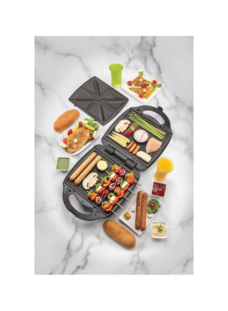 Sandwich Maker & Grill with Interchangeable Plat 1400W 2-in-1 4 Slice TS4120