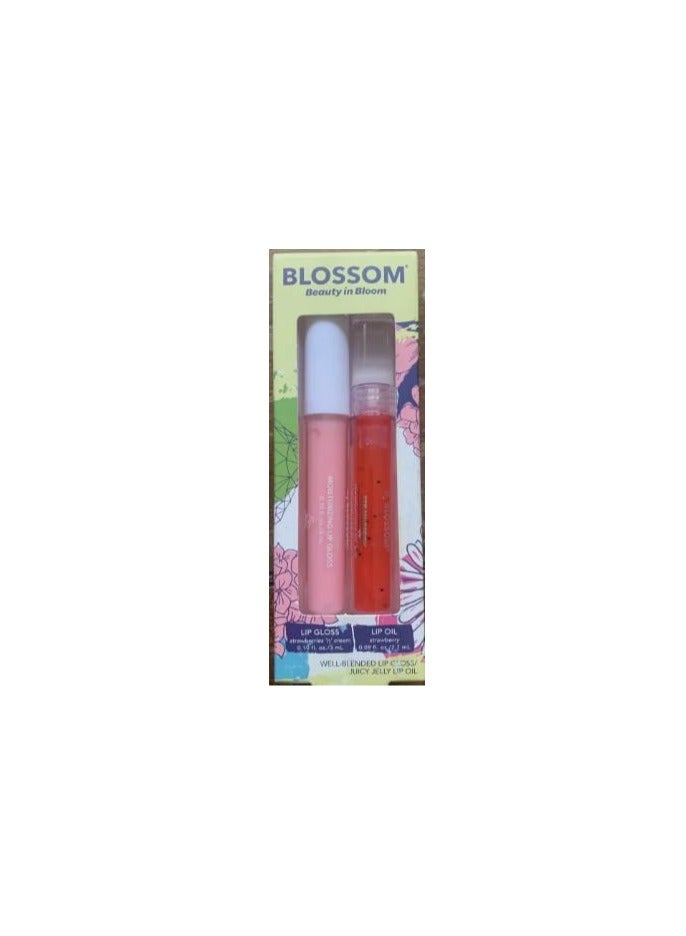 Blossom Juicy Strawberry Cream Lip Gloss & Lip Oil Set