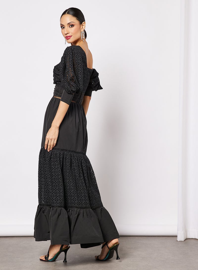 One Shoulder Tiered Dress Black