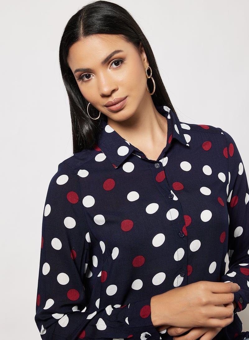 Polka Dot Shirt Navy