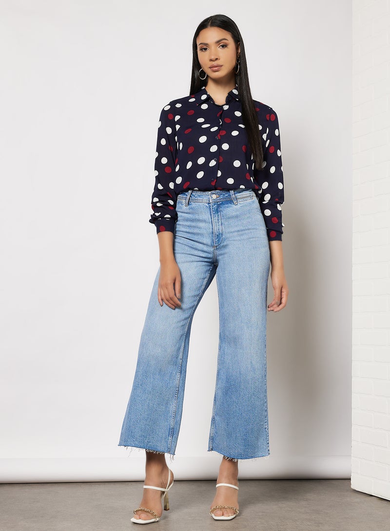 Polka Dot Shirt Navy