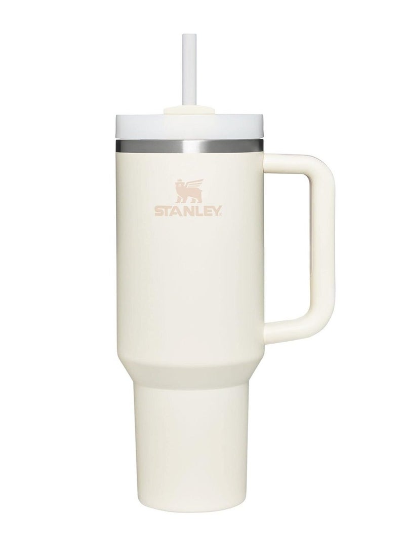 Stanley 40oz Quencher H20 Flowstate Stainless Steel Vacuum Insulated Tumbler with Lid and Straw for Water, Iced Tea or Coffee, Smoothie and More, Cream (White)