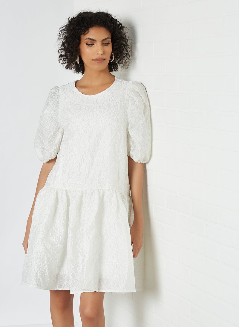 Wrinkle Effect Dress White