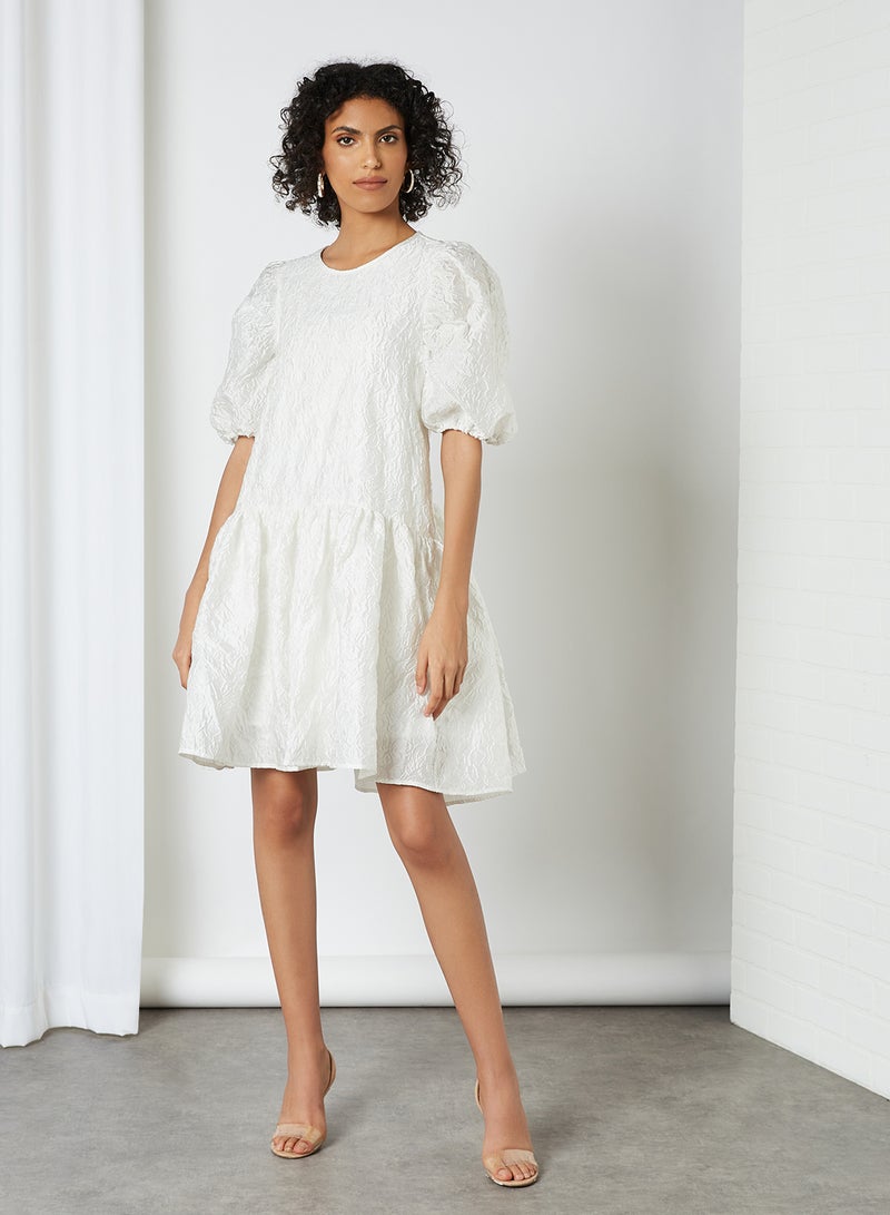 Wrinkle Effect Dress White