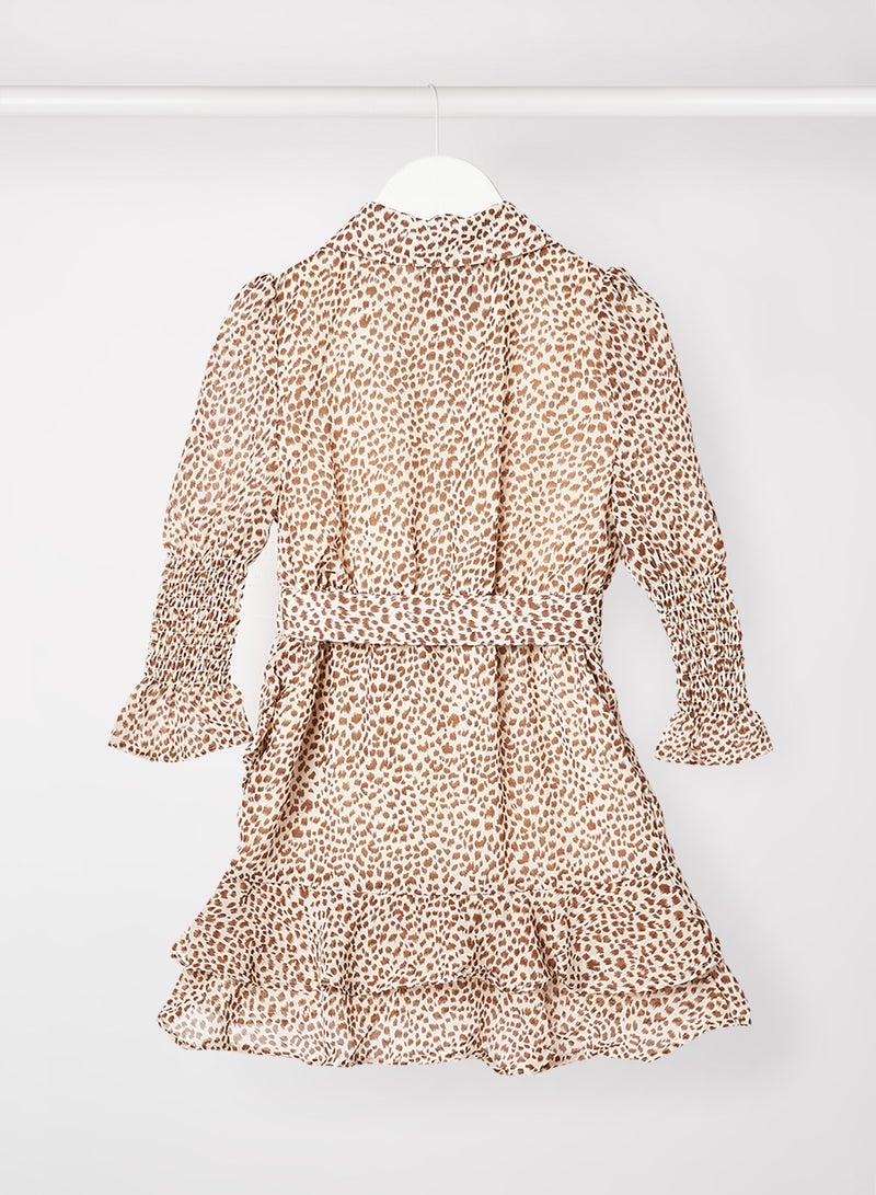 Kids/Teen Leopard Print Dress Brown