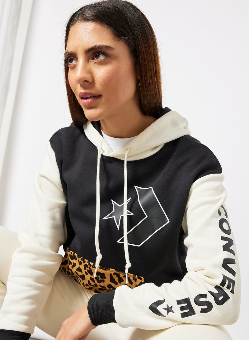 Leopard Pocket Hoodie Black